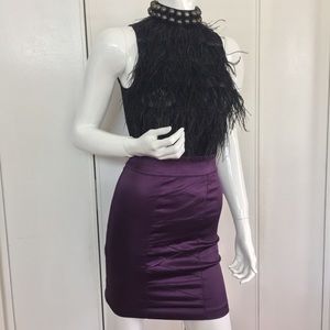 BEBE FEATHERS TOP BODY DRESS